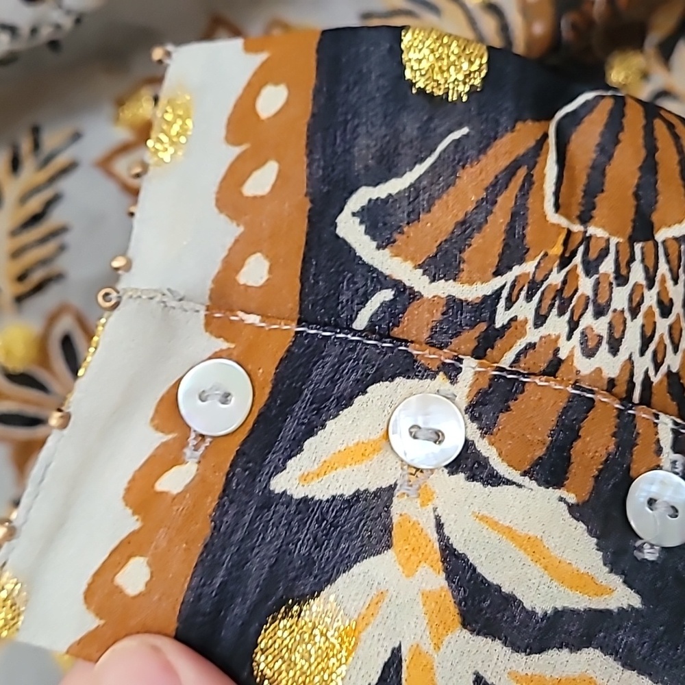 Farm Rio  Floral Tapestry Embroidered Bishop-Sleeve Blouse - Picture 6 of 10